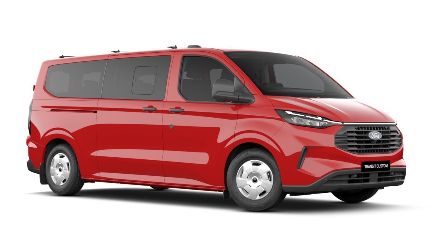 Ford Transit Custom Kombi rood schuinvoorkant modelfoto